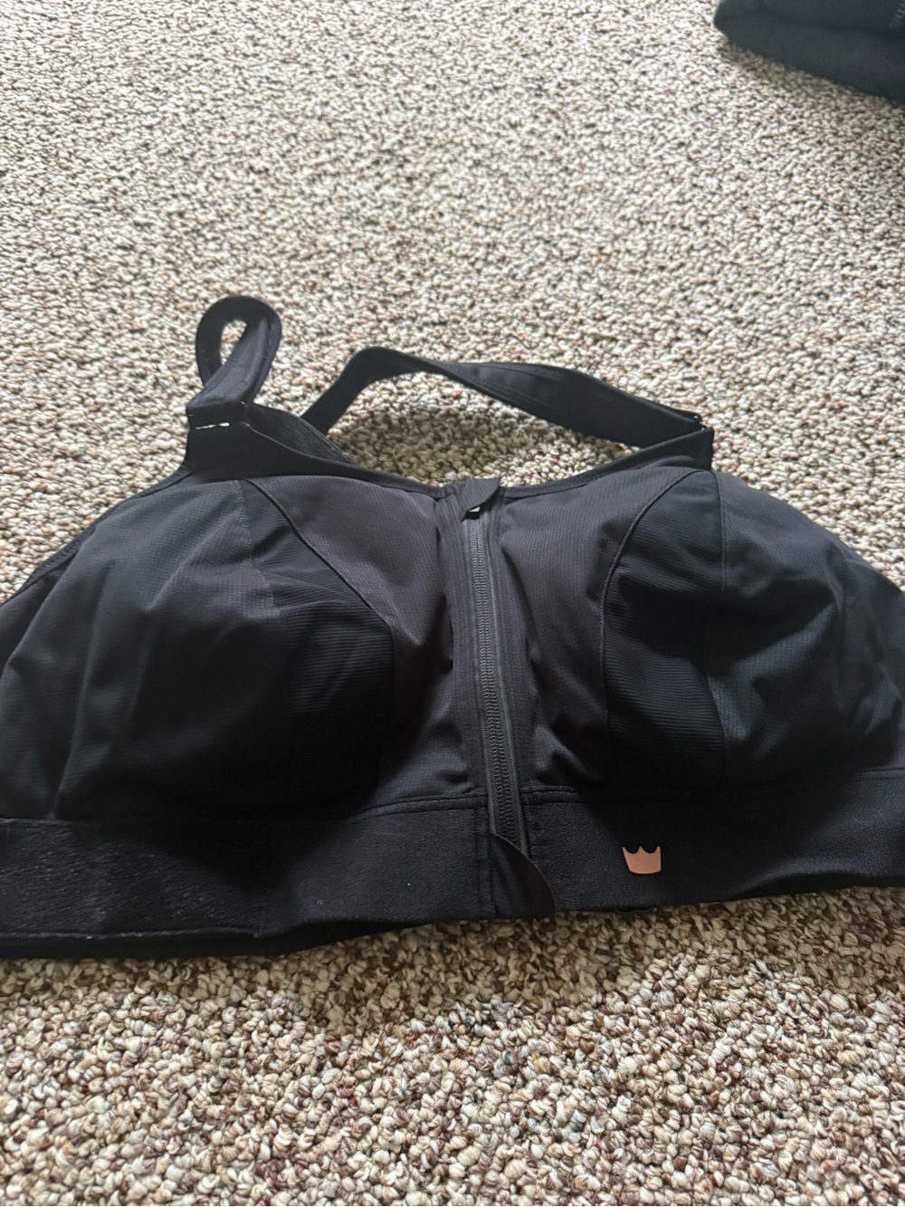 SHEFIT Black Front-Zip Adjustable Support Sports Bra